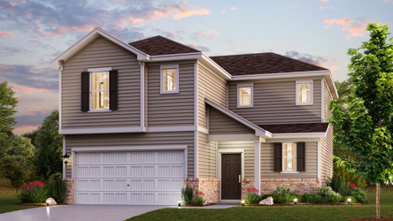 A house with a garage.