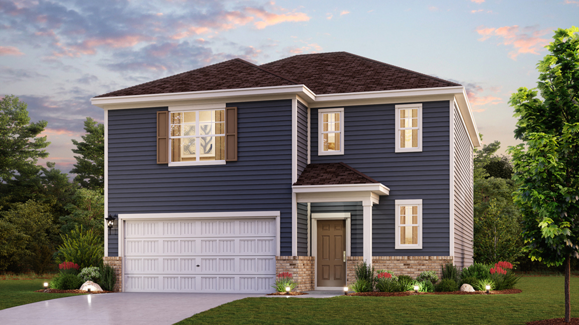 A house with a garage.