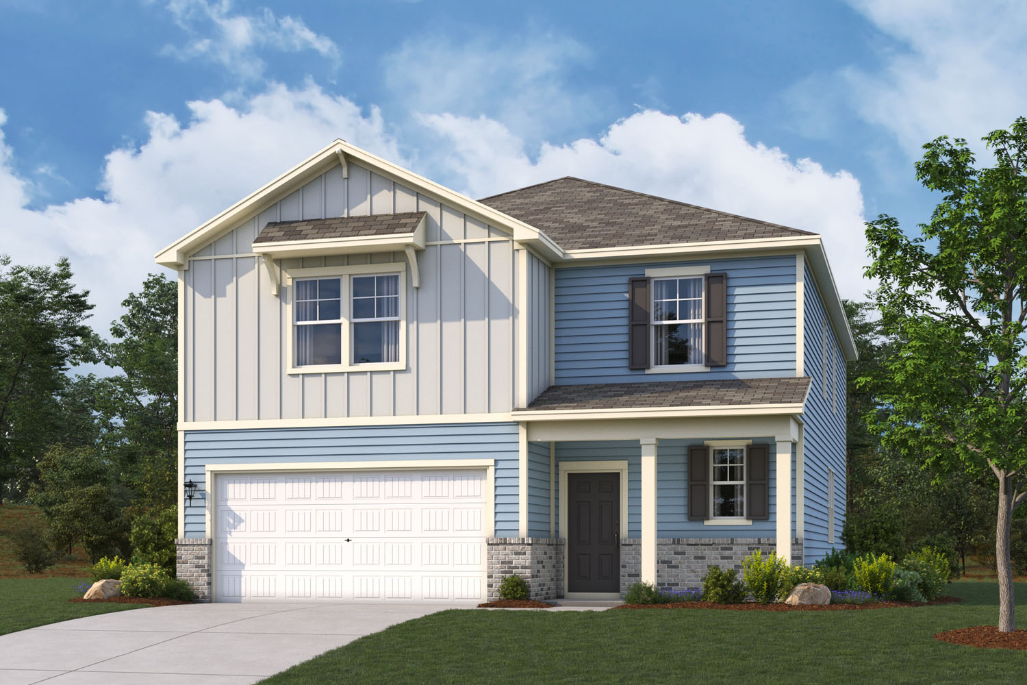 A house with a garage.