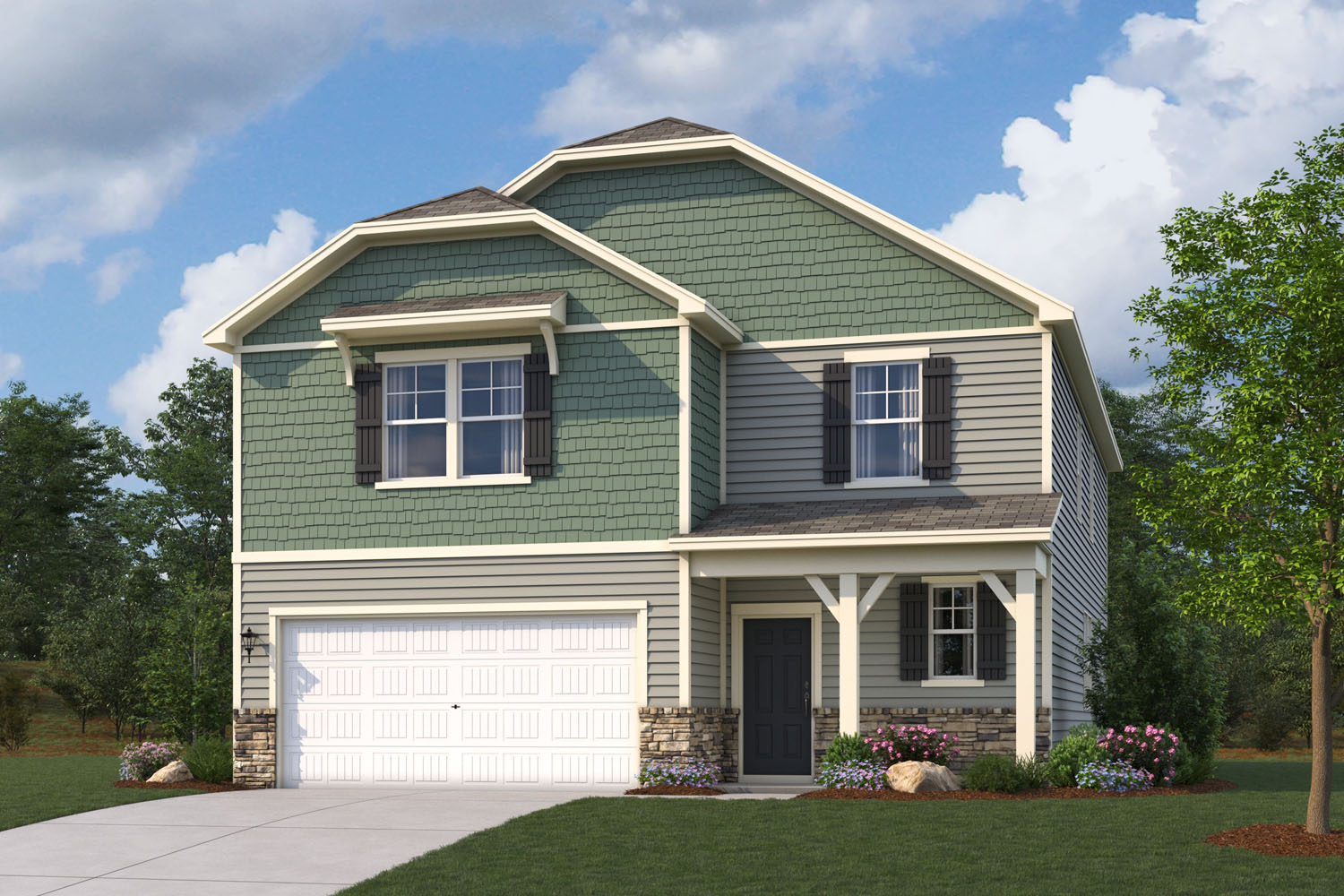 A house with a garage.