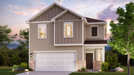 A house with a garage.