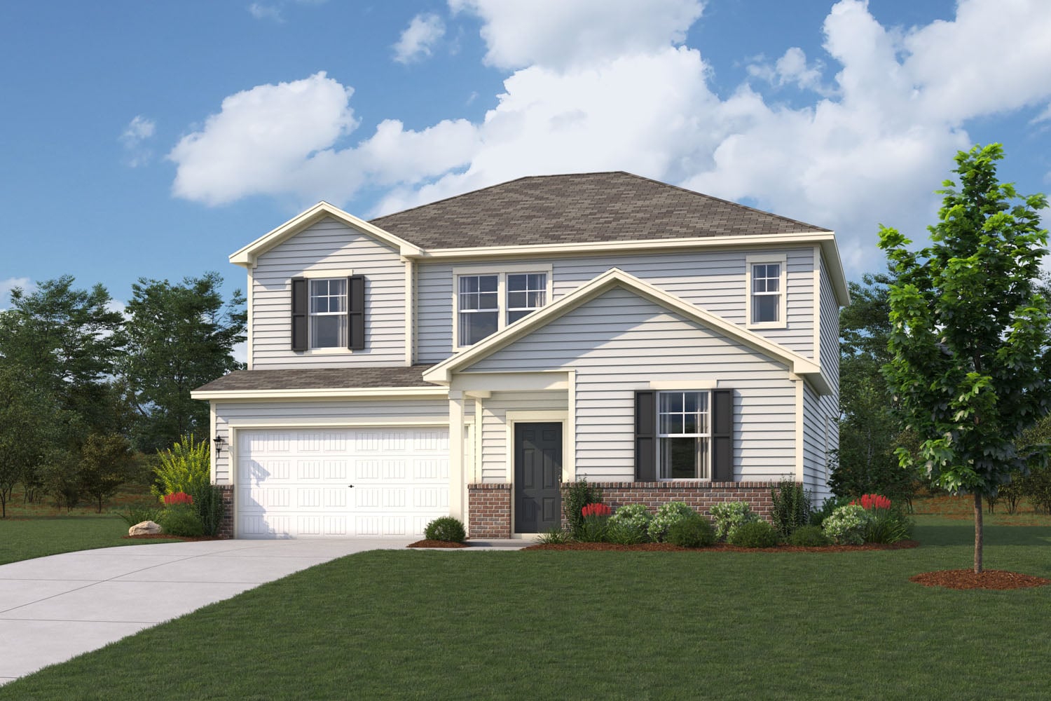 A house with a large front yard.