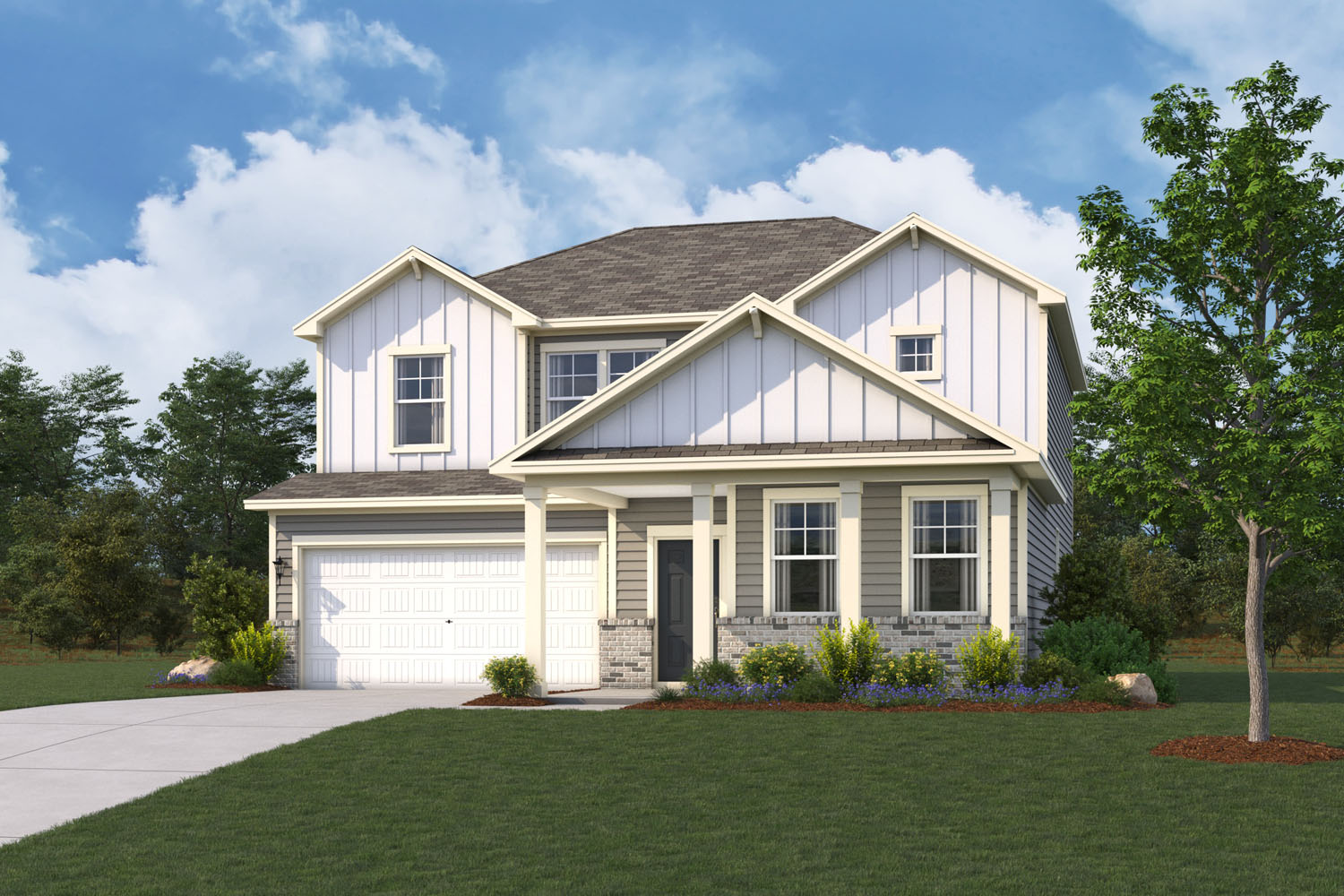 A house with a large front yard.