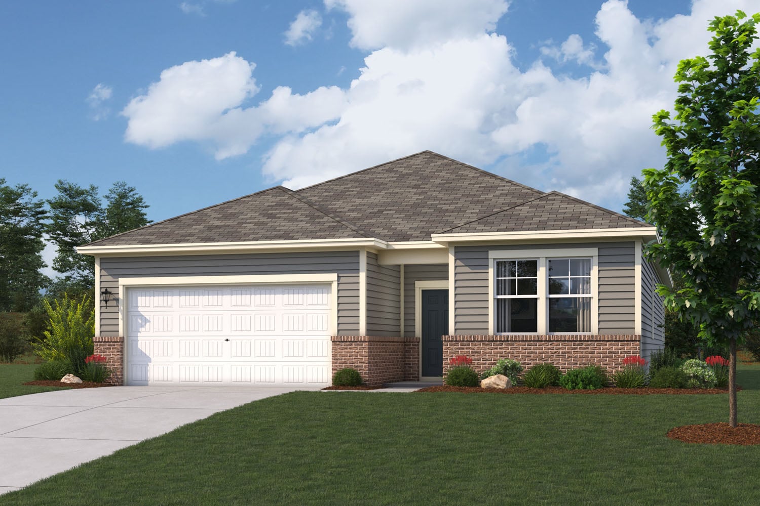 A house with a garage.