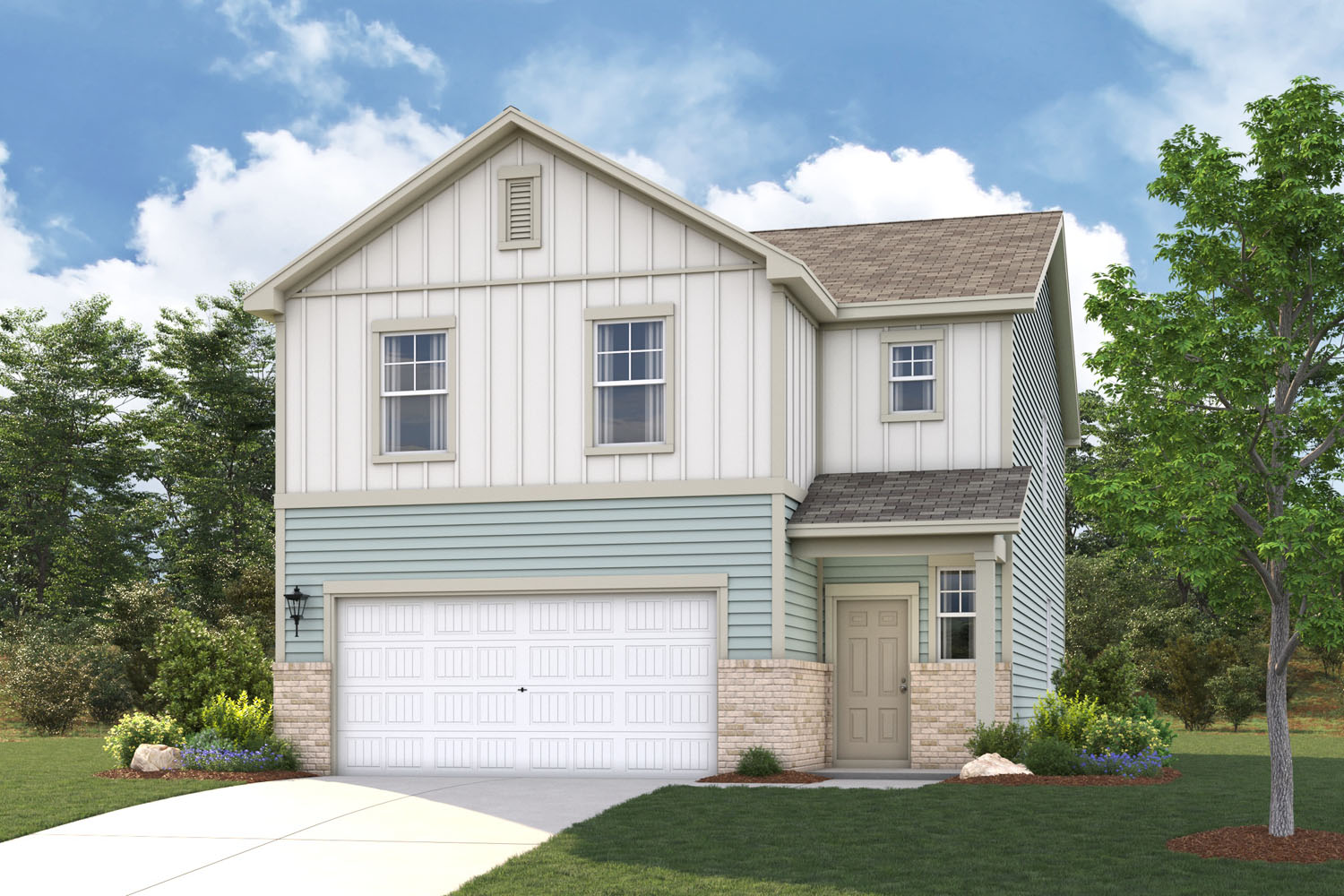 A house with a garage.