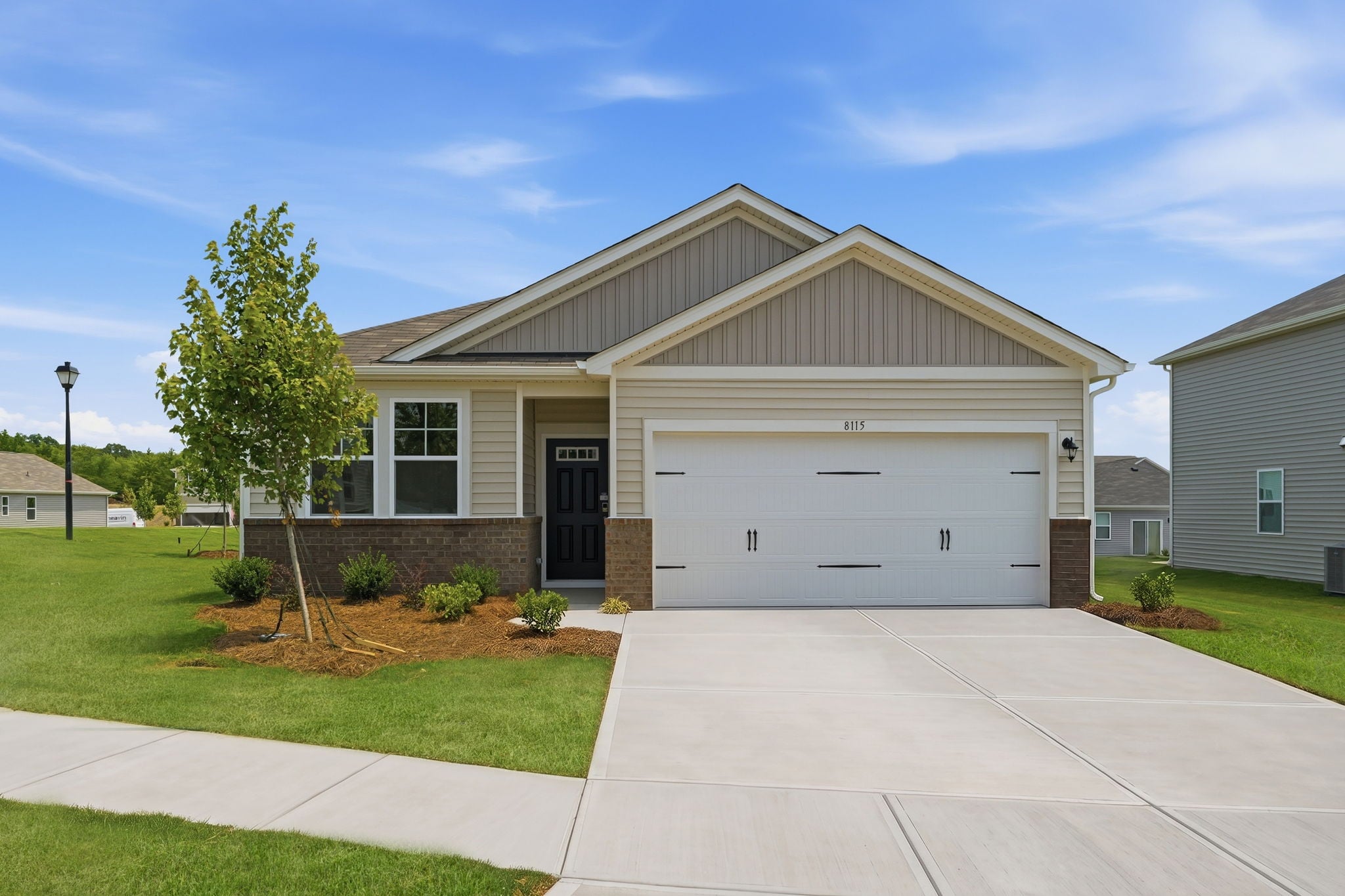 A house with a garage.