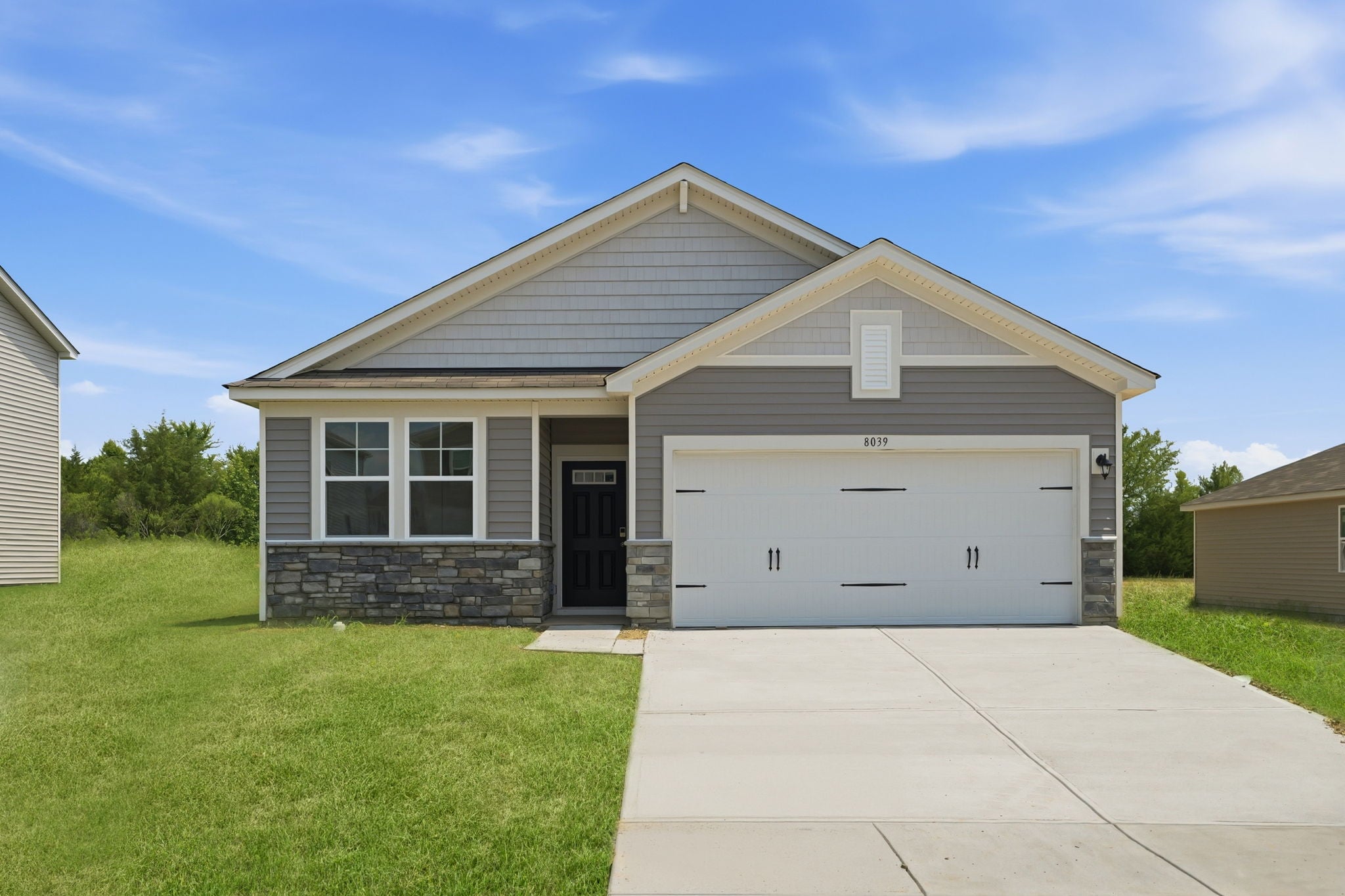 A house with a garage.