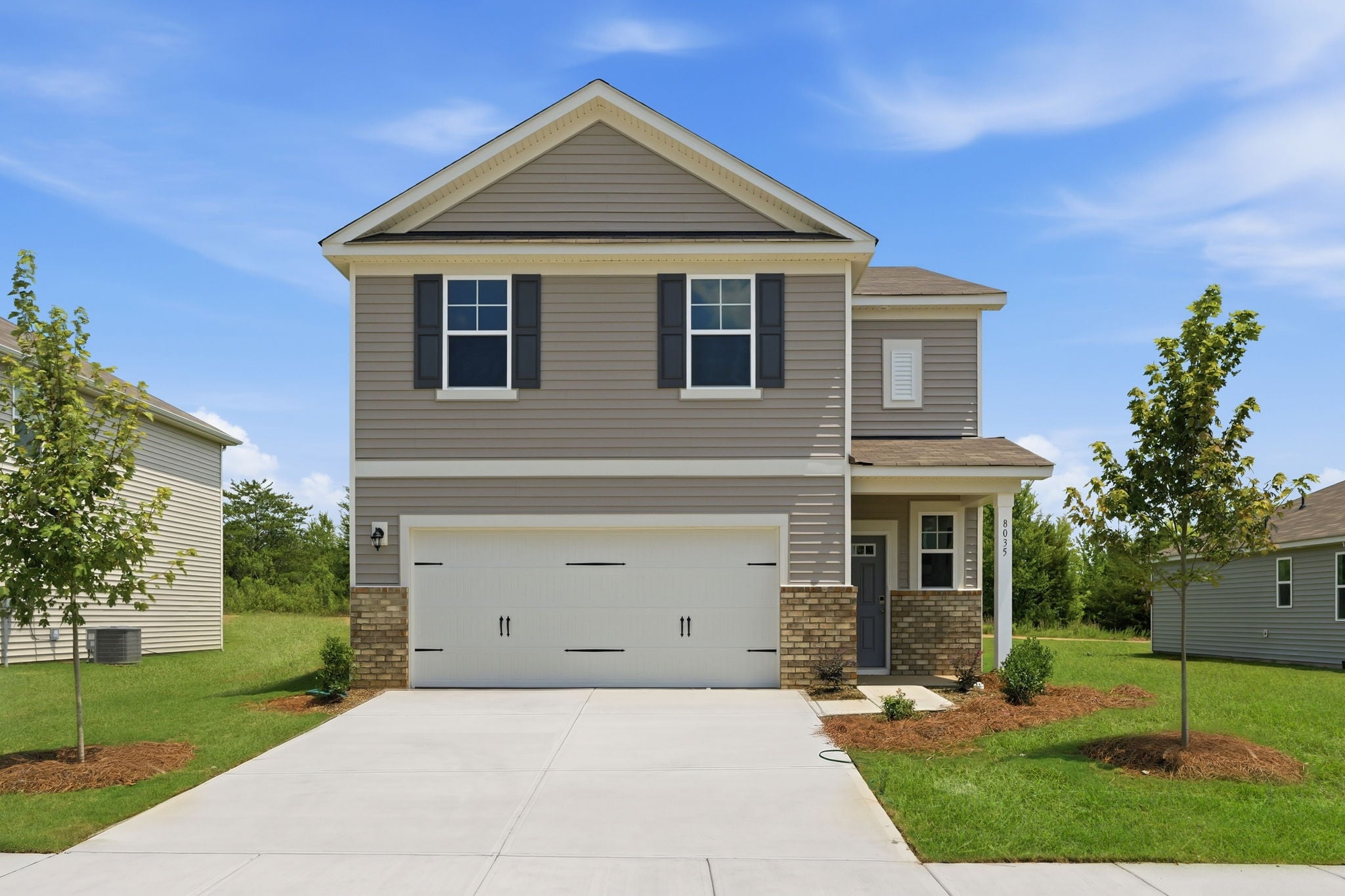 A house with a garage.
