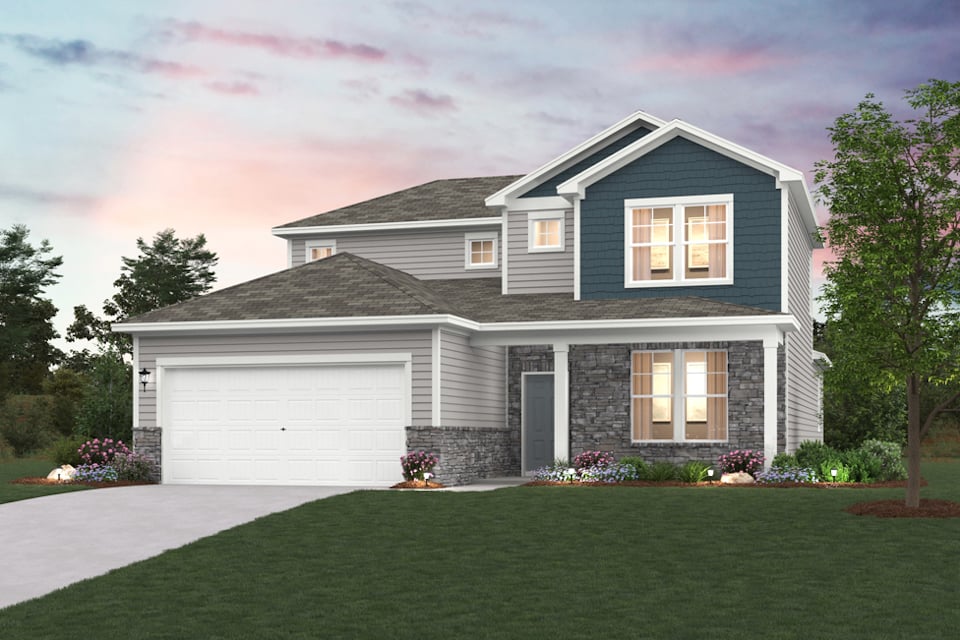 A house with a garage.