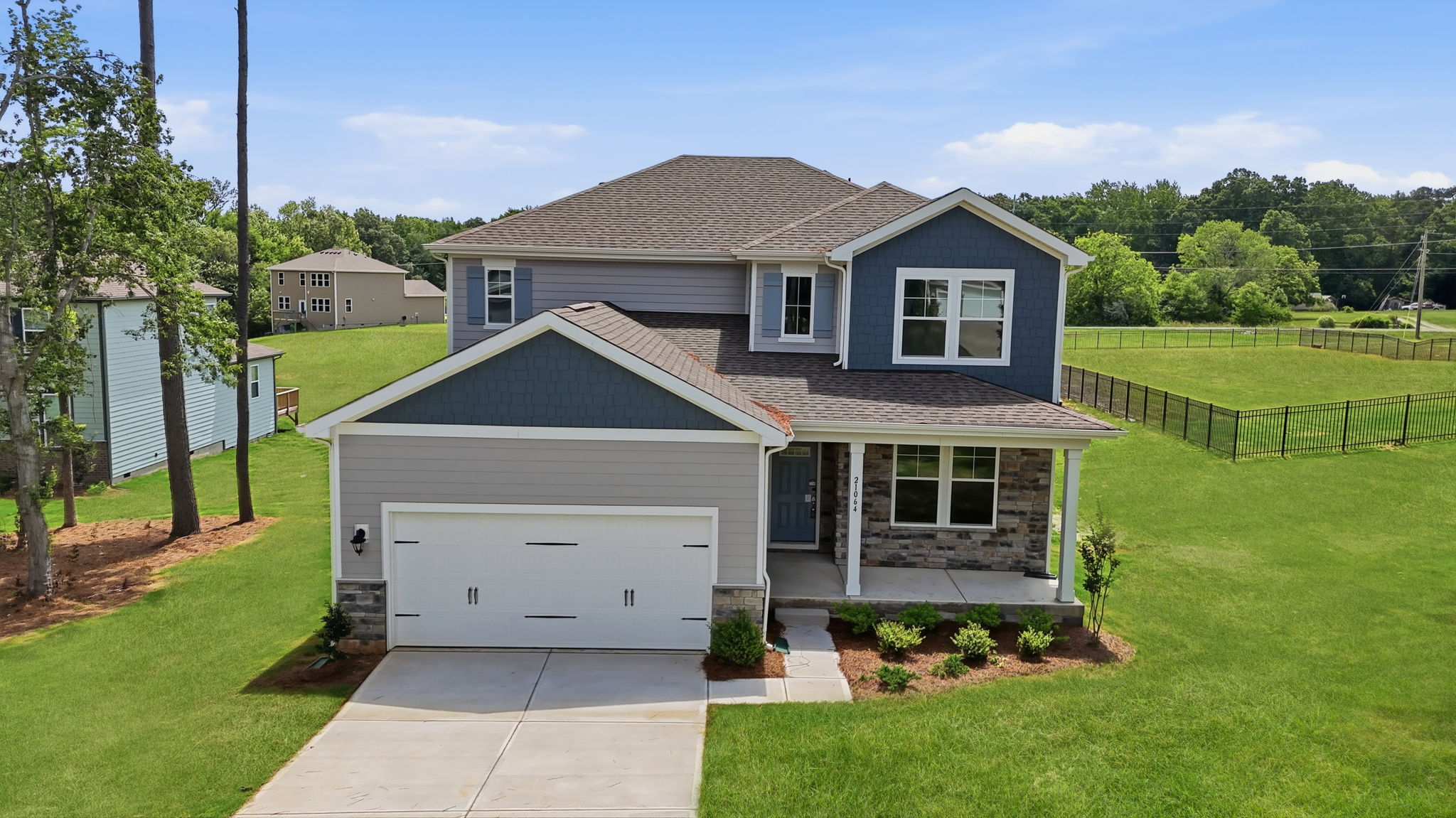 A house with a garage.