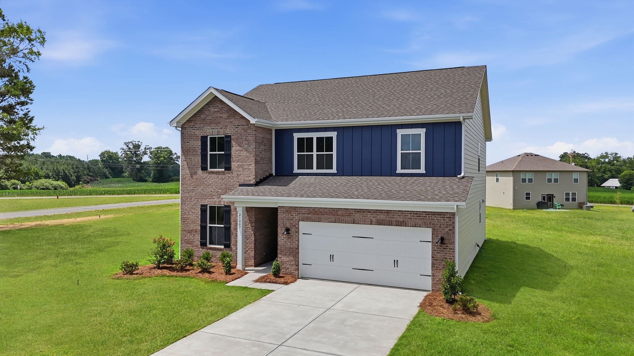 A house with a garage.