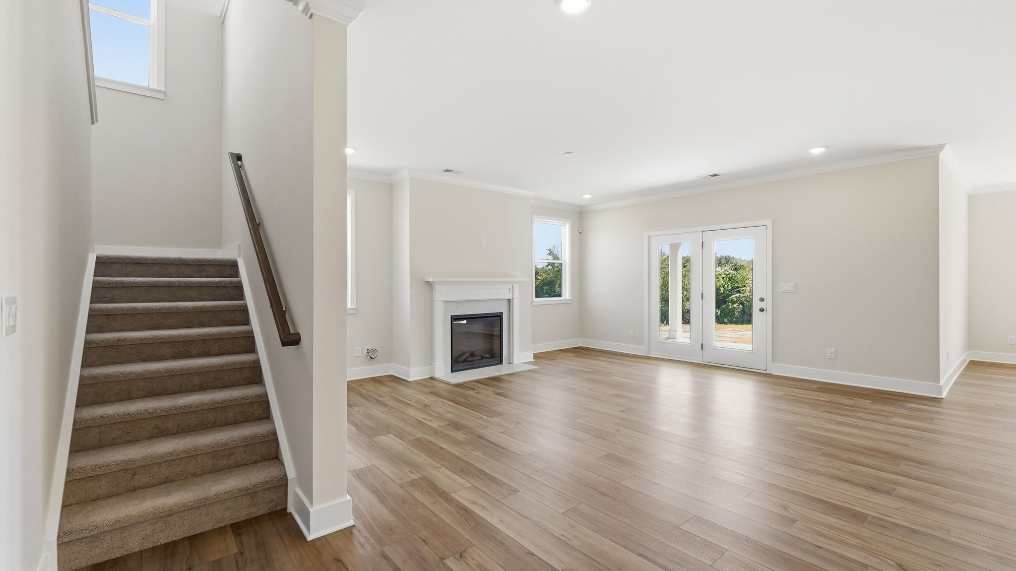 A large empty living room.