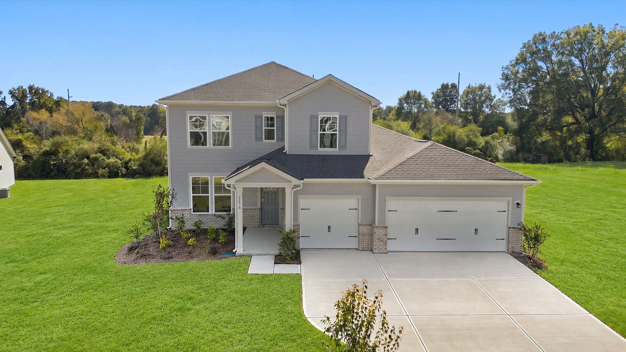 A house with a driveway.