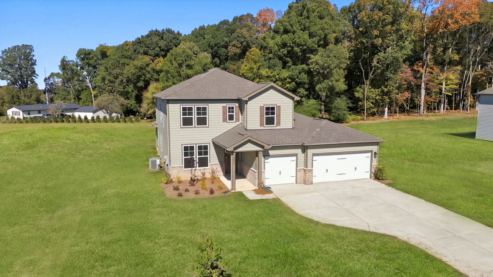 A house with a driveway.