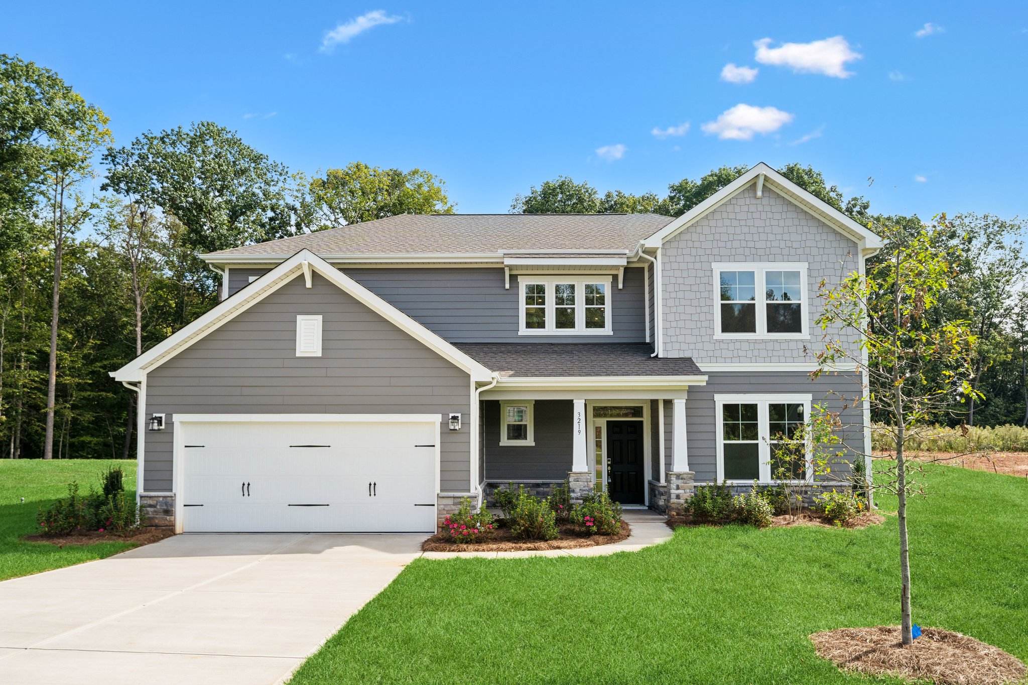 A house with a garage.