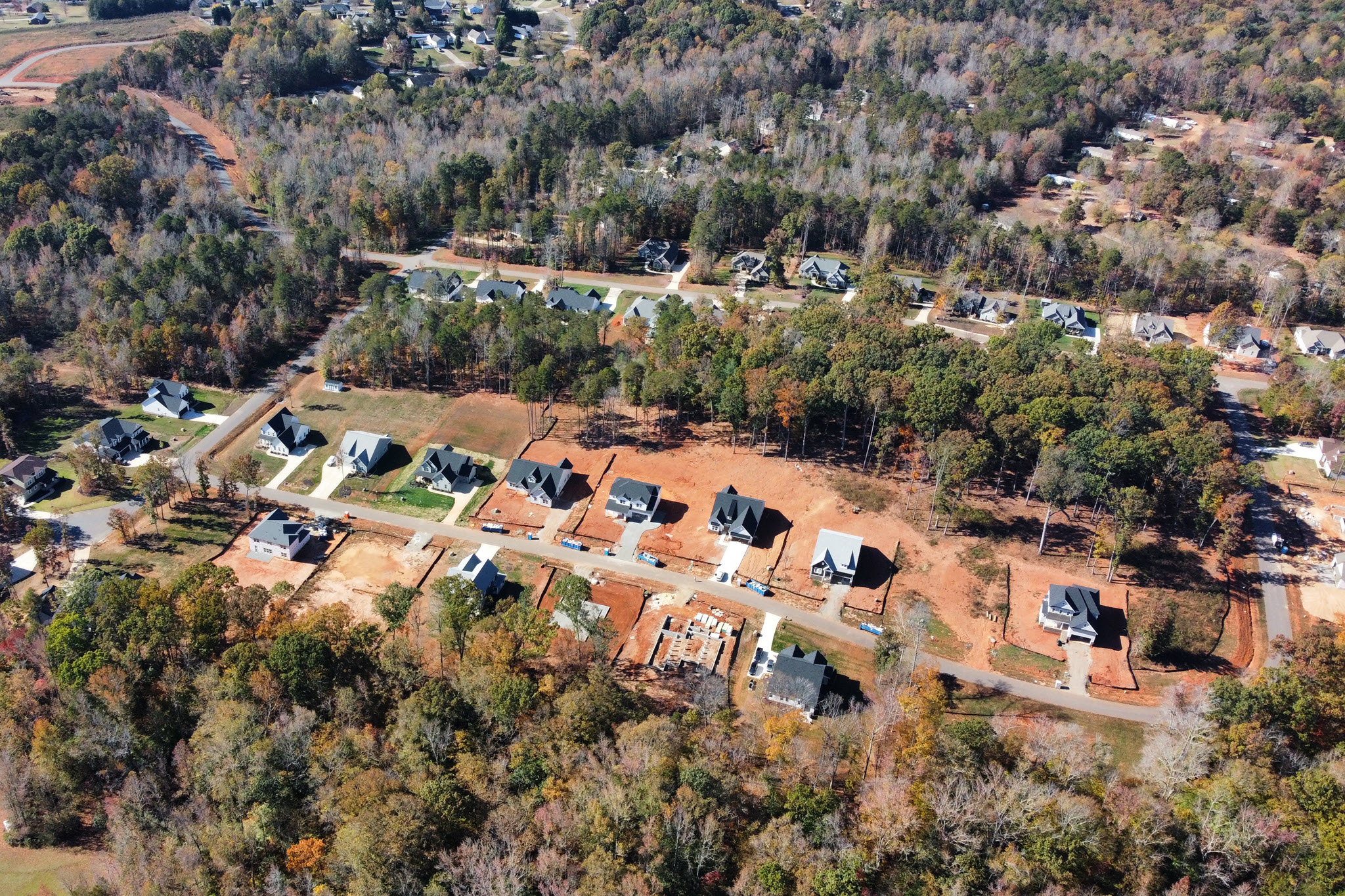 A high angle view of a town.