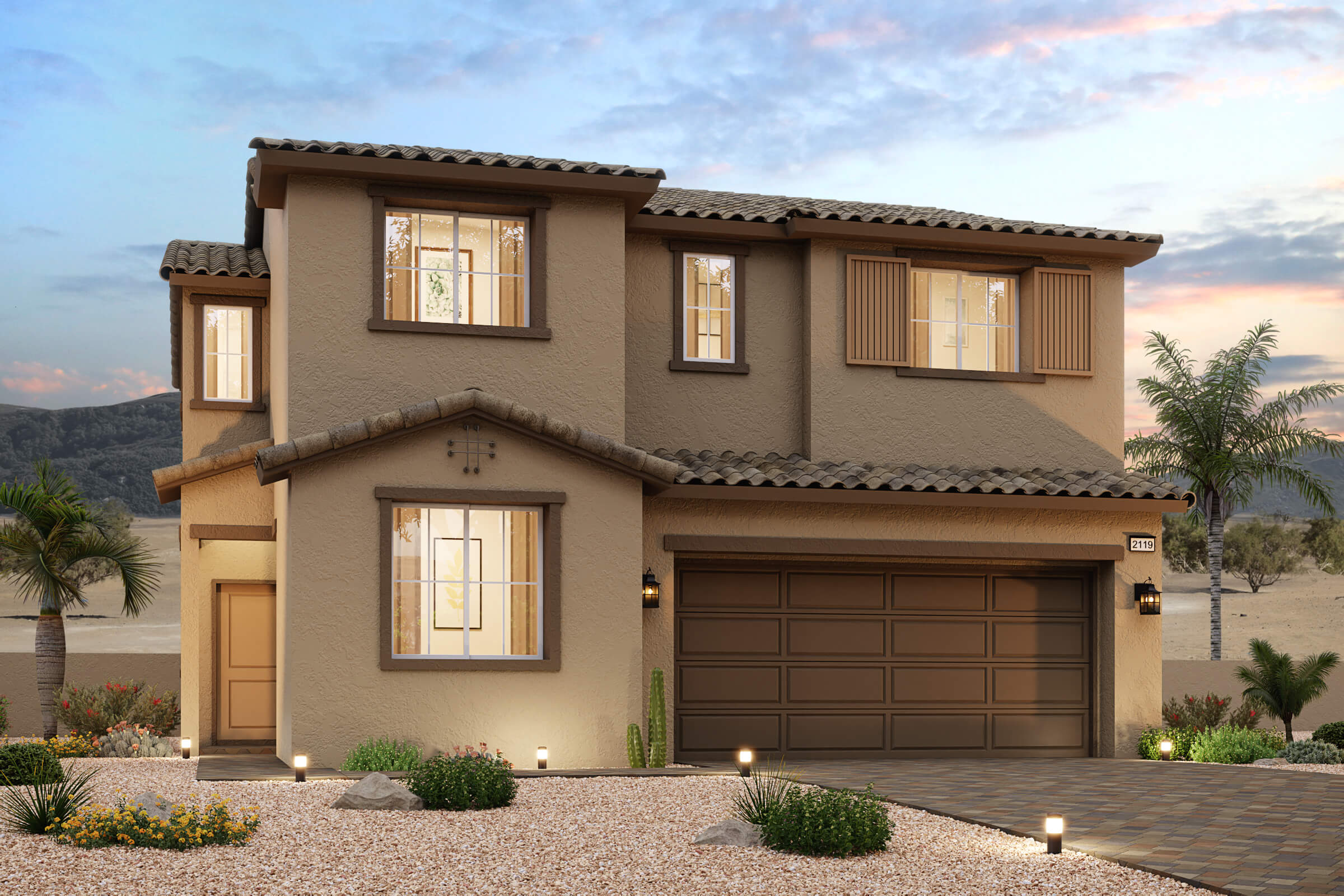 A house with a garage.