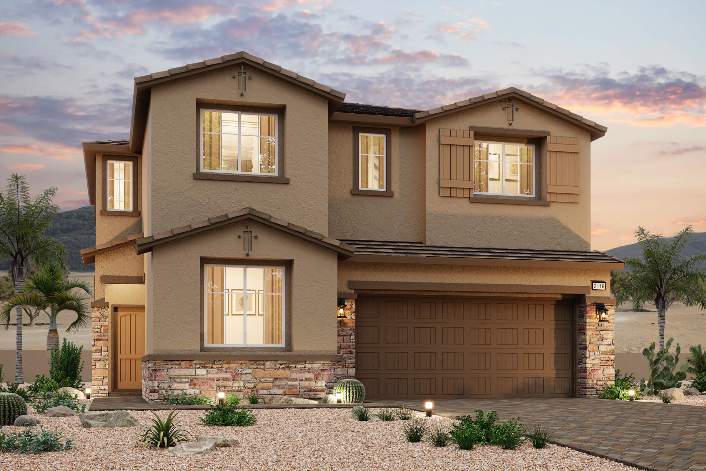 A house with a garage.