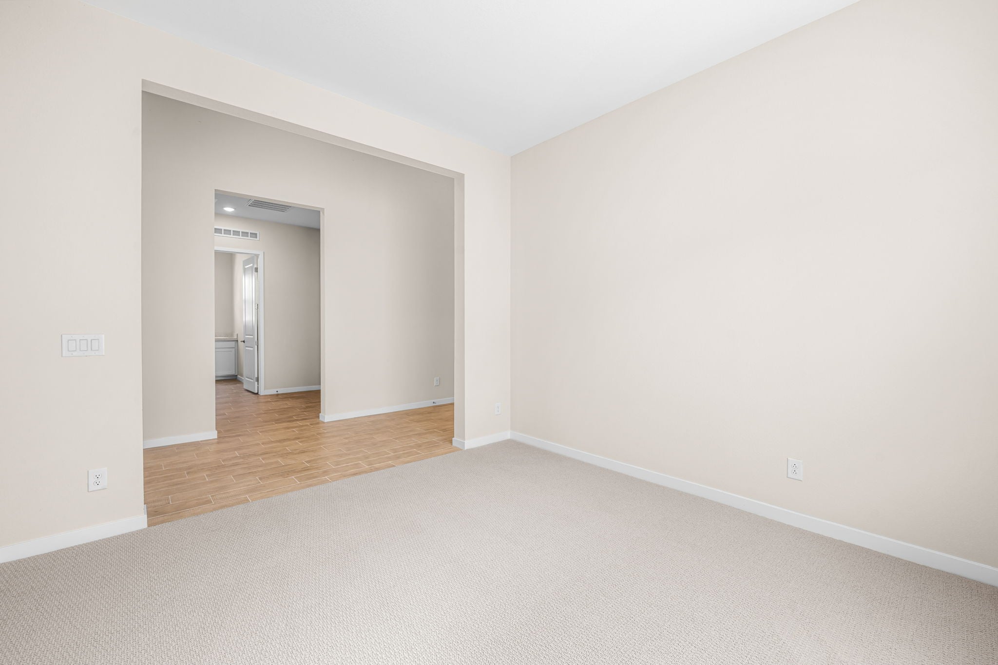 A room with white walls.