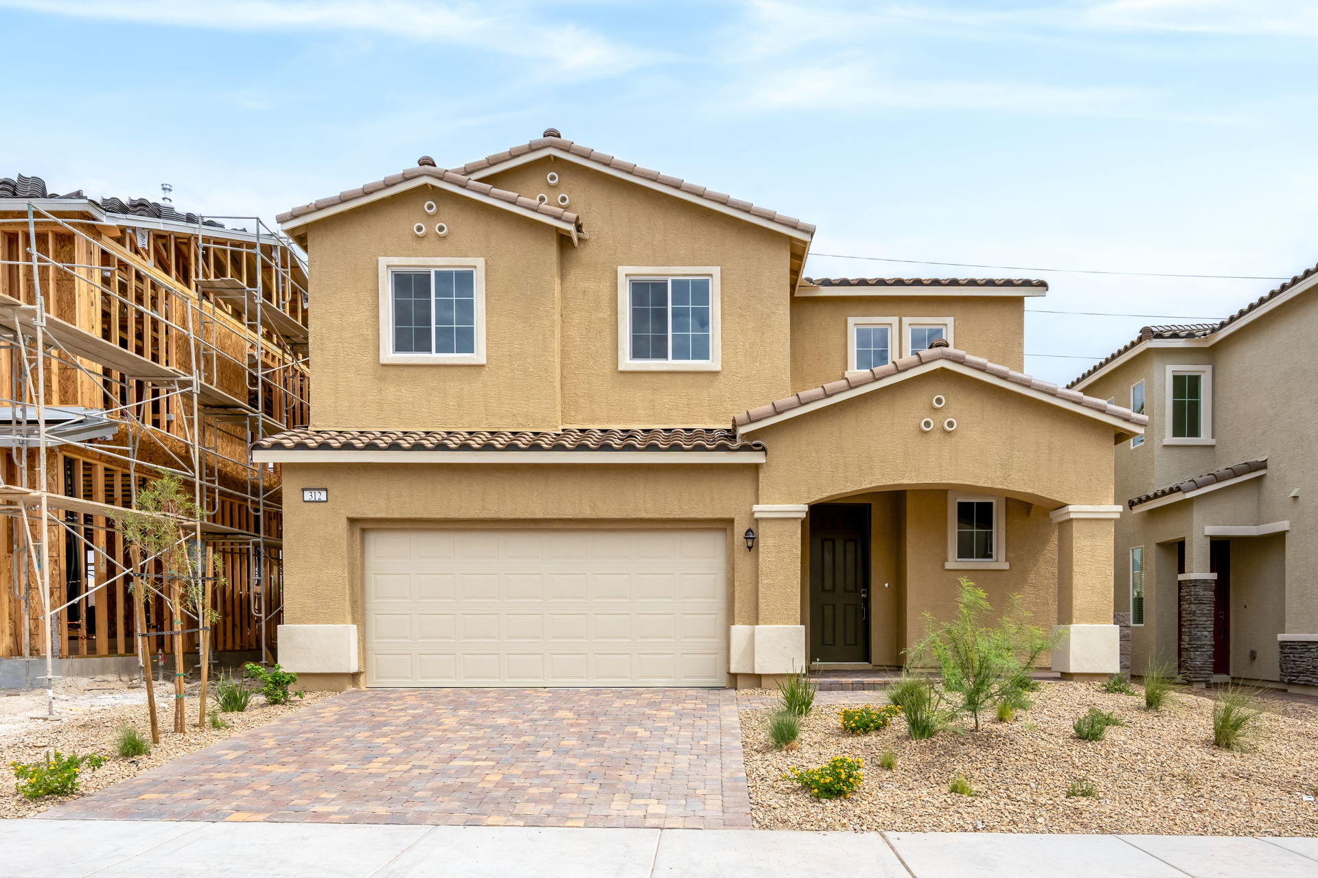 A house with a garage.