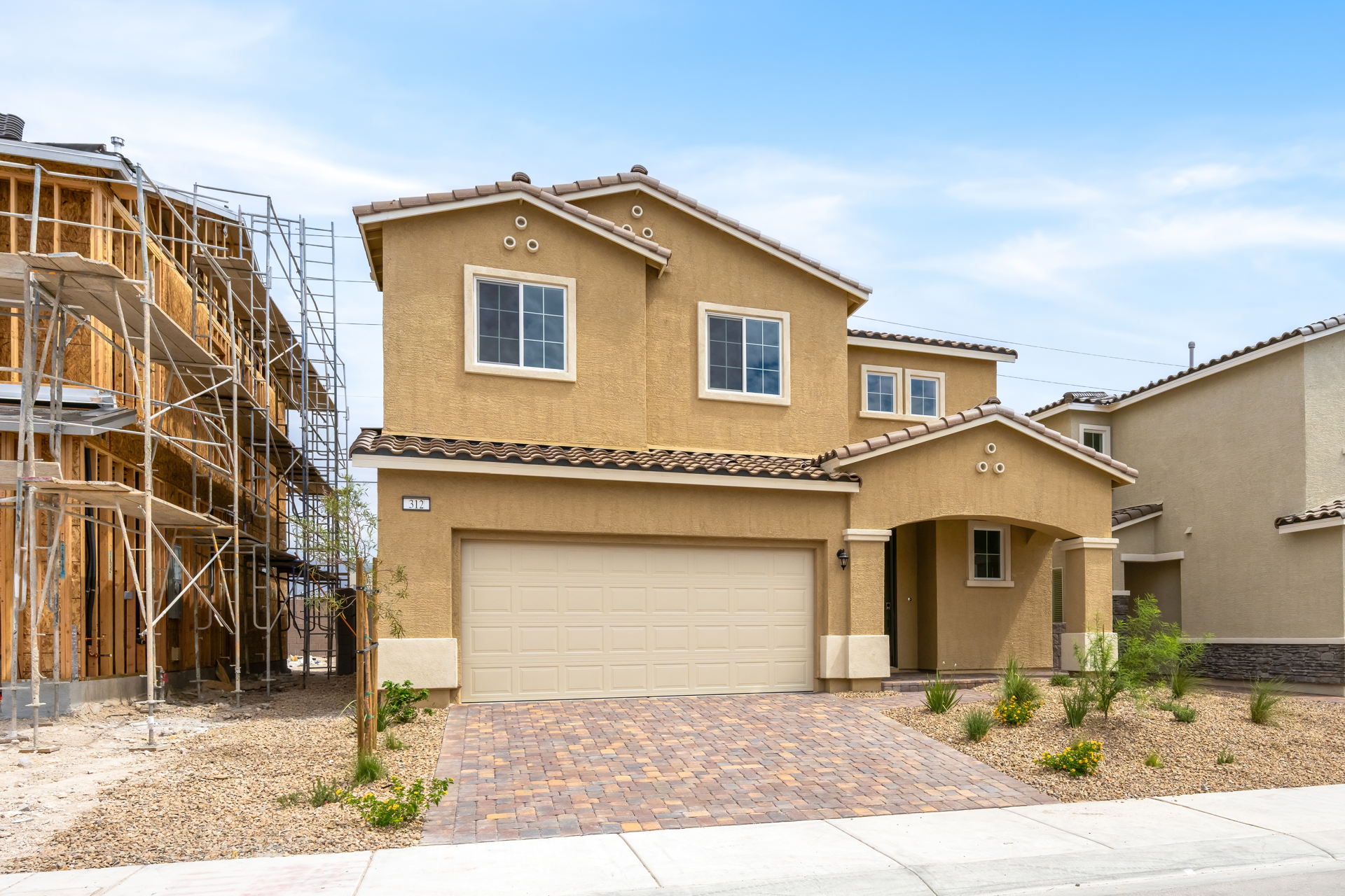 A house with a garage.