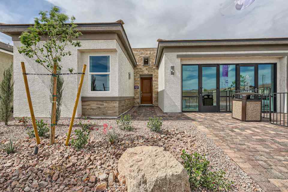 A house with a large front yard.