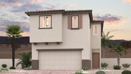 A white house with palm trees.