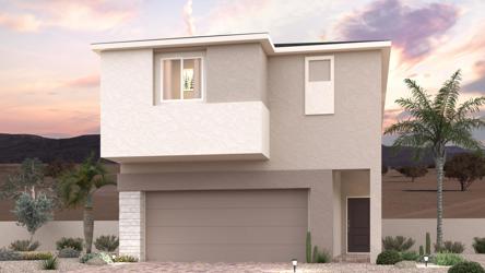 A white house with palm trees.