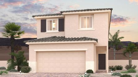 A house with palm trees.