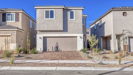 A building with a garage.