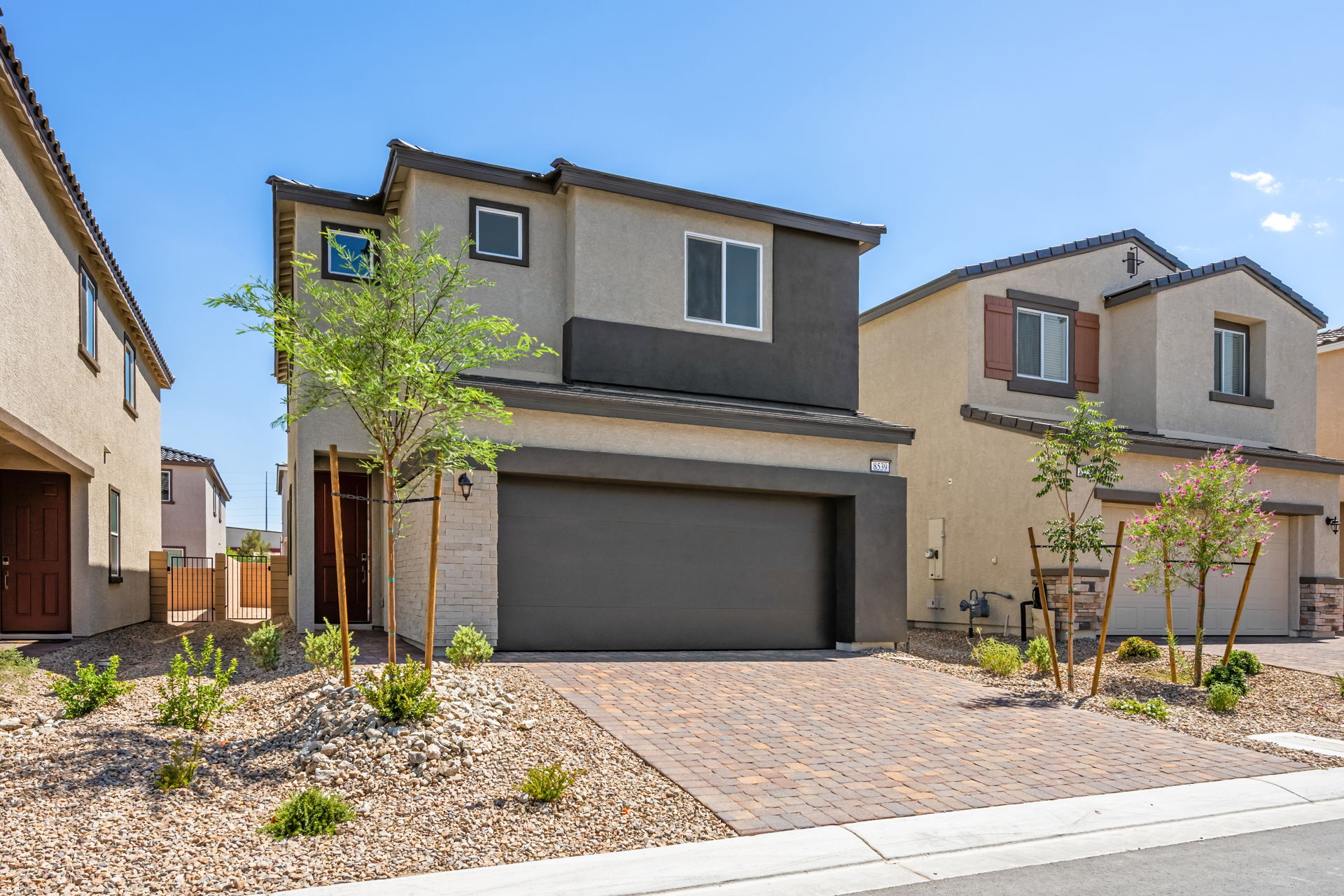 A house with a garage.