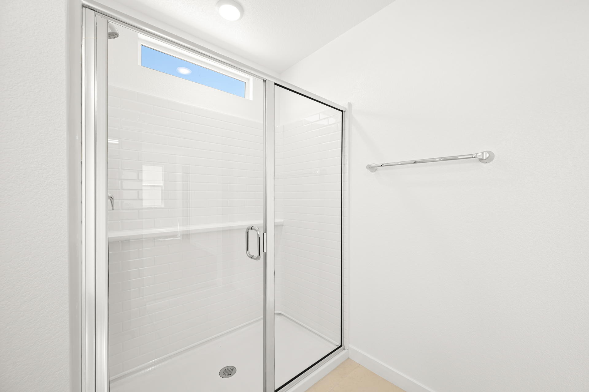 A white door with a glass window.