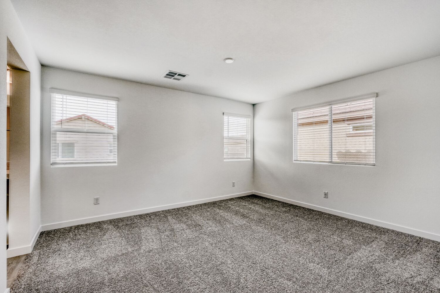 A room with a carpet and a rug.