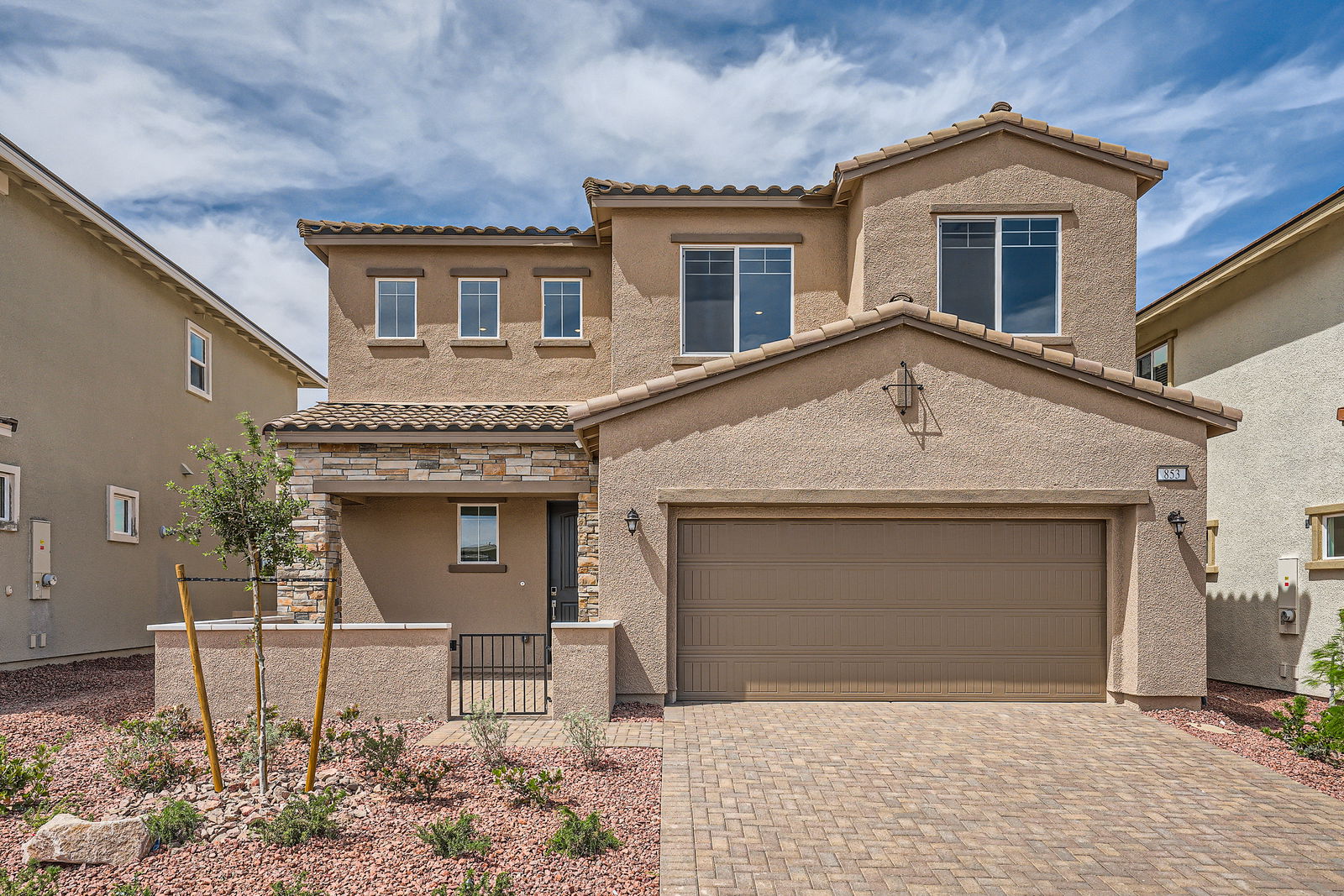 A house with a garage.