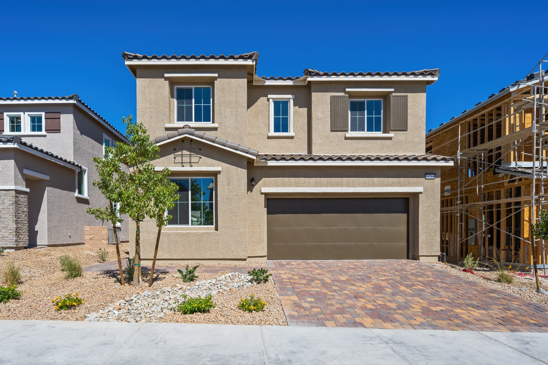 A house with a garage.