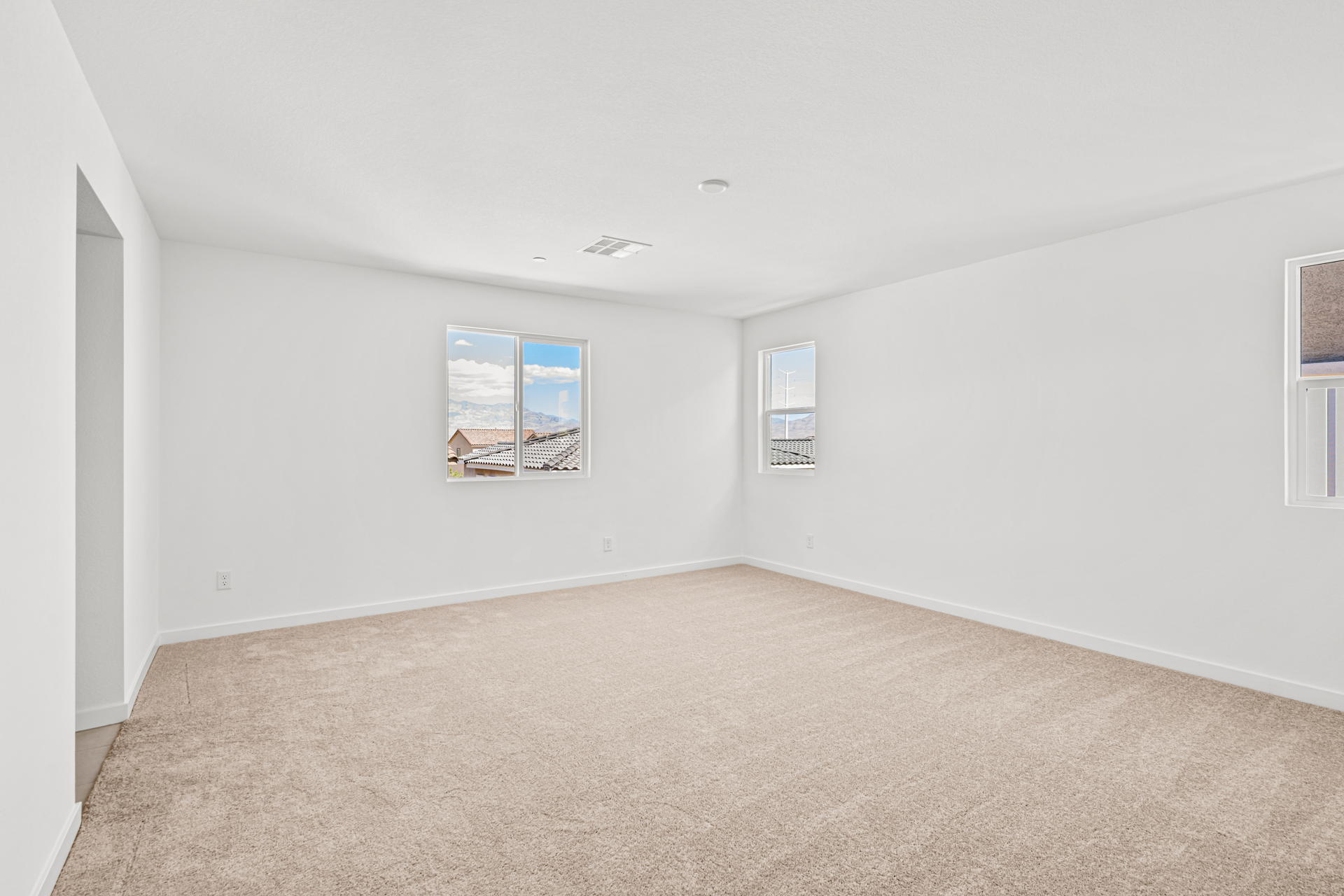 A room with a carpet and a rug.
