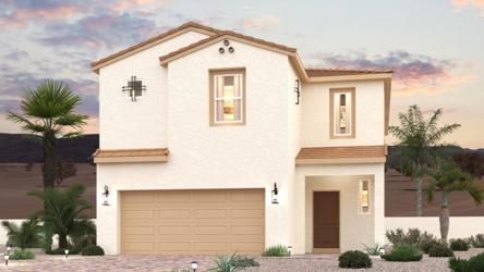 A house with palm trees.