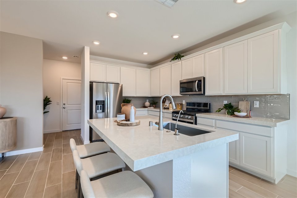 Modern bright kitchen interior in a new construction home in Las Vegas