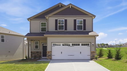 A house with a garage.