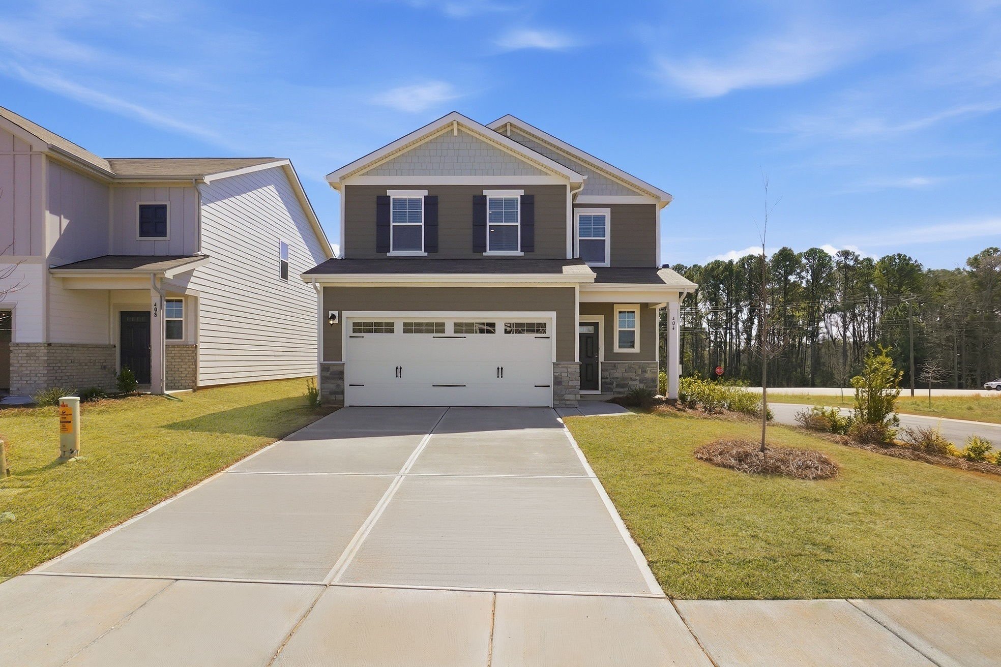 A house with a garage.