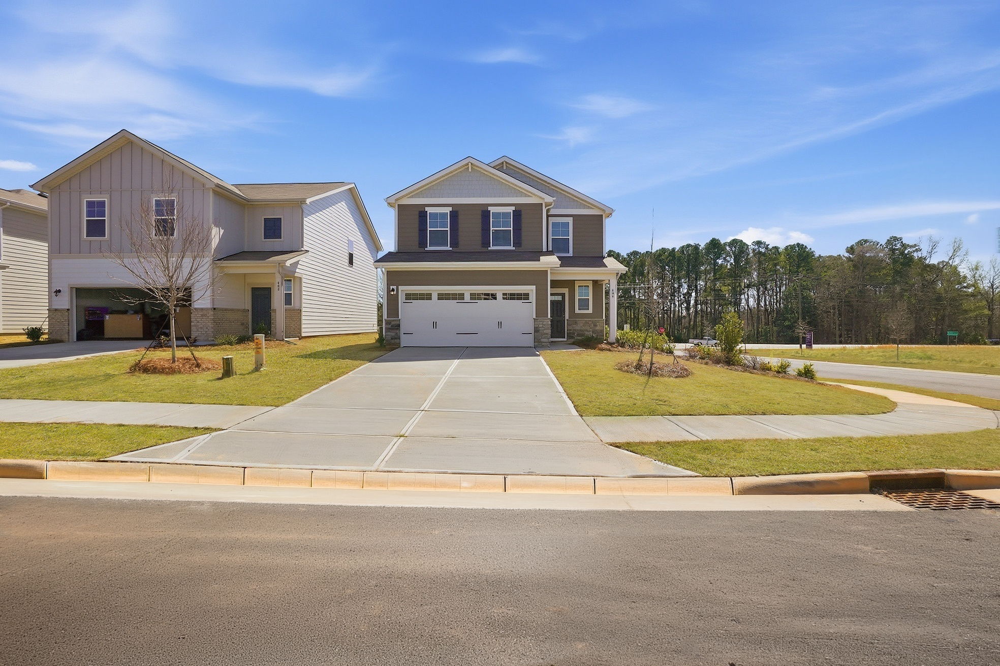 A house with a driveway.