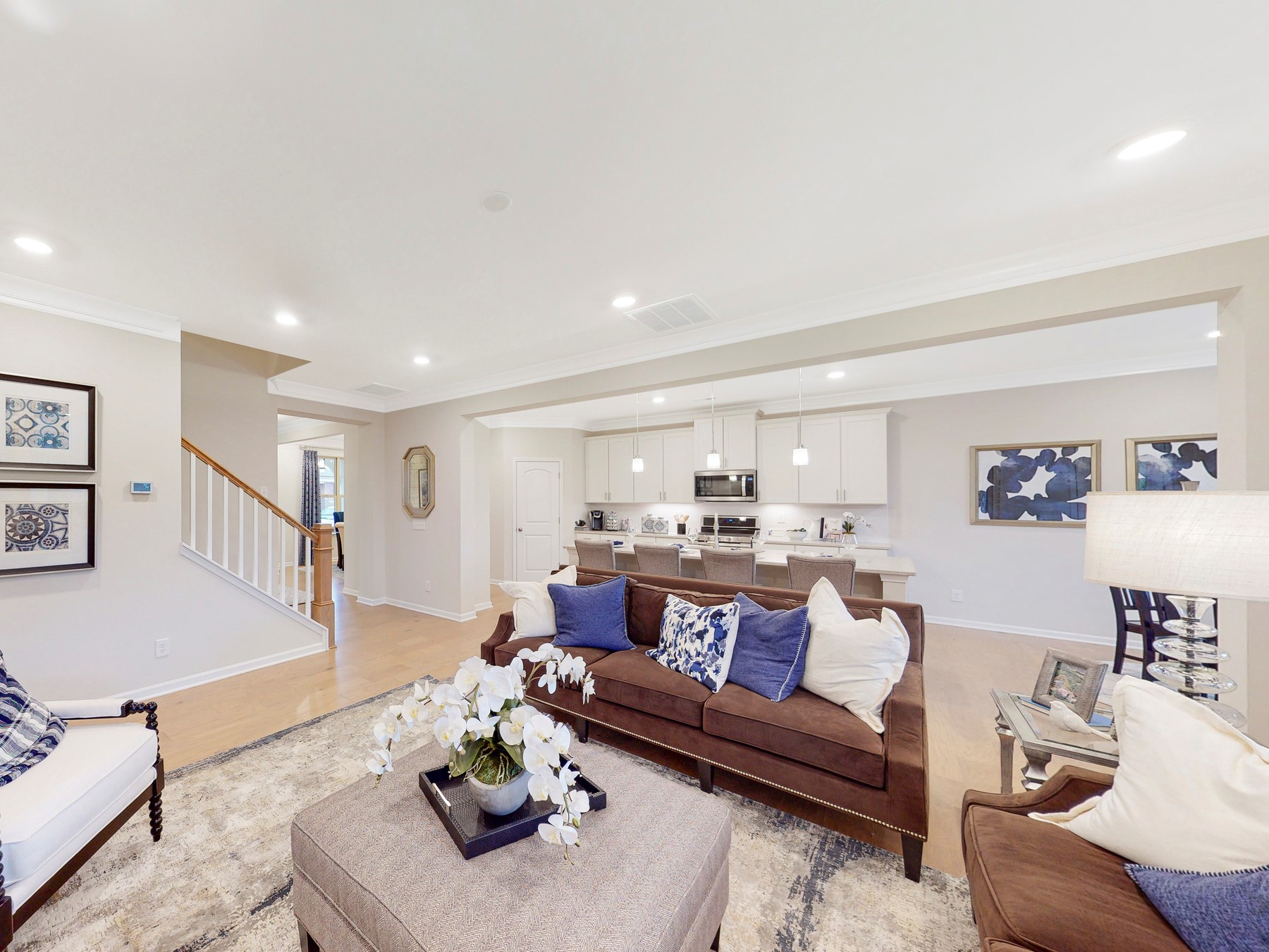 A living room with a couch and a coffee table.
