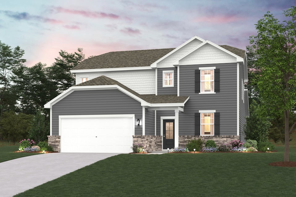 A house with a garage.