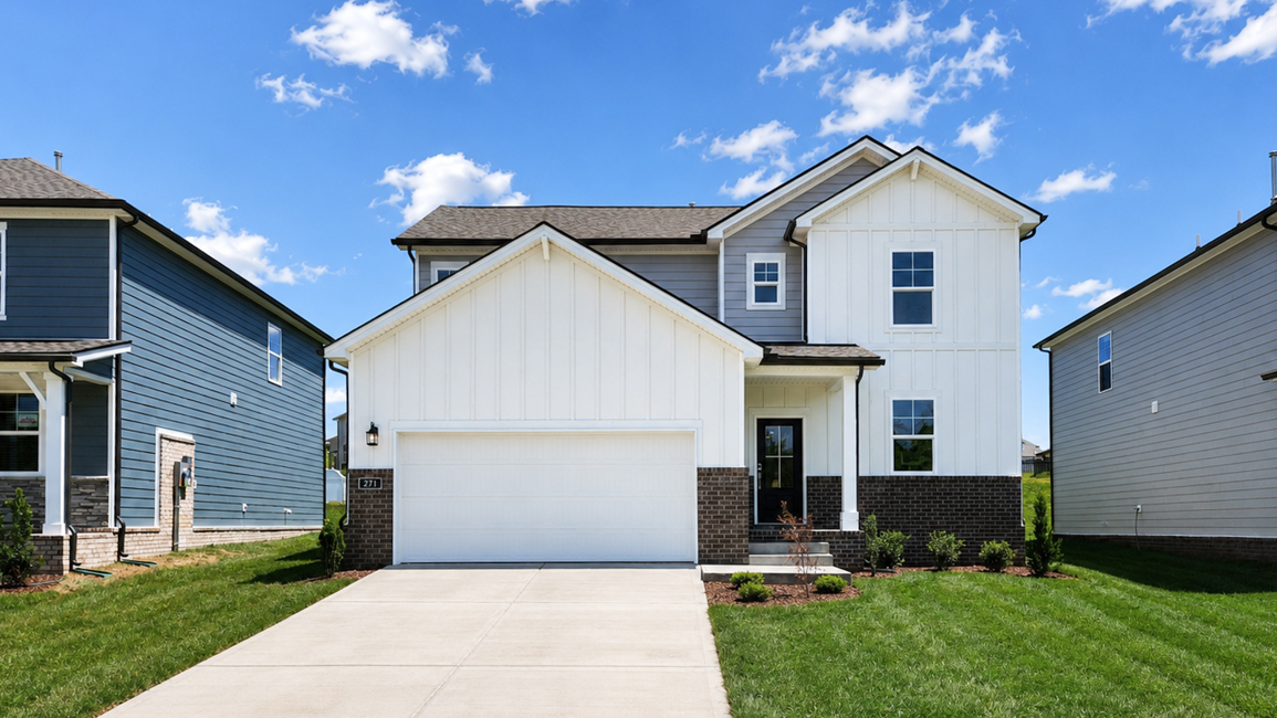 A house with a driveway.