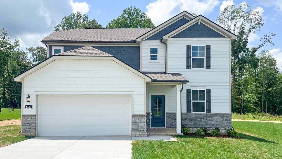 A house with a garage.