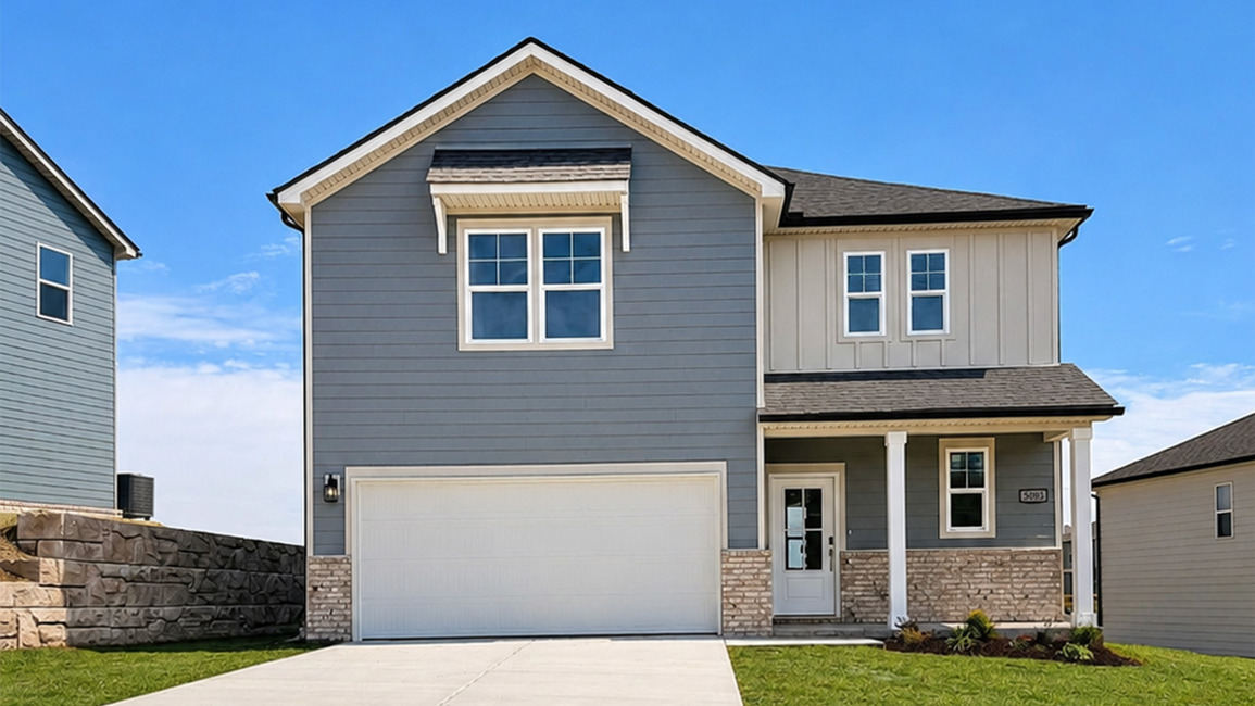 A house with a garage.