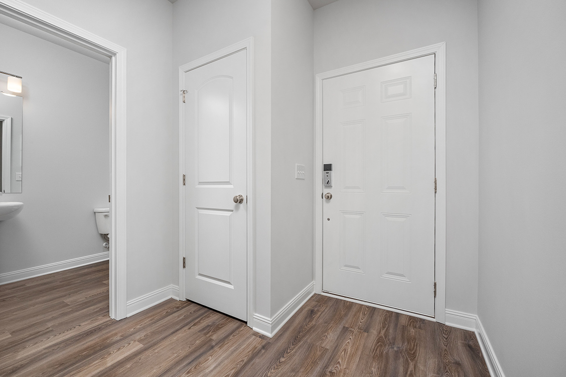 A room with white doors.