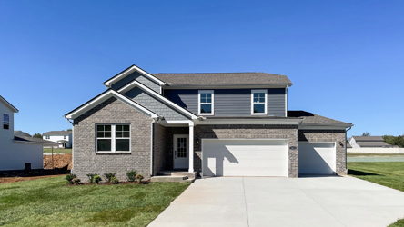 A house with a driveway.
