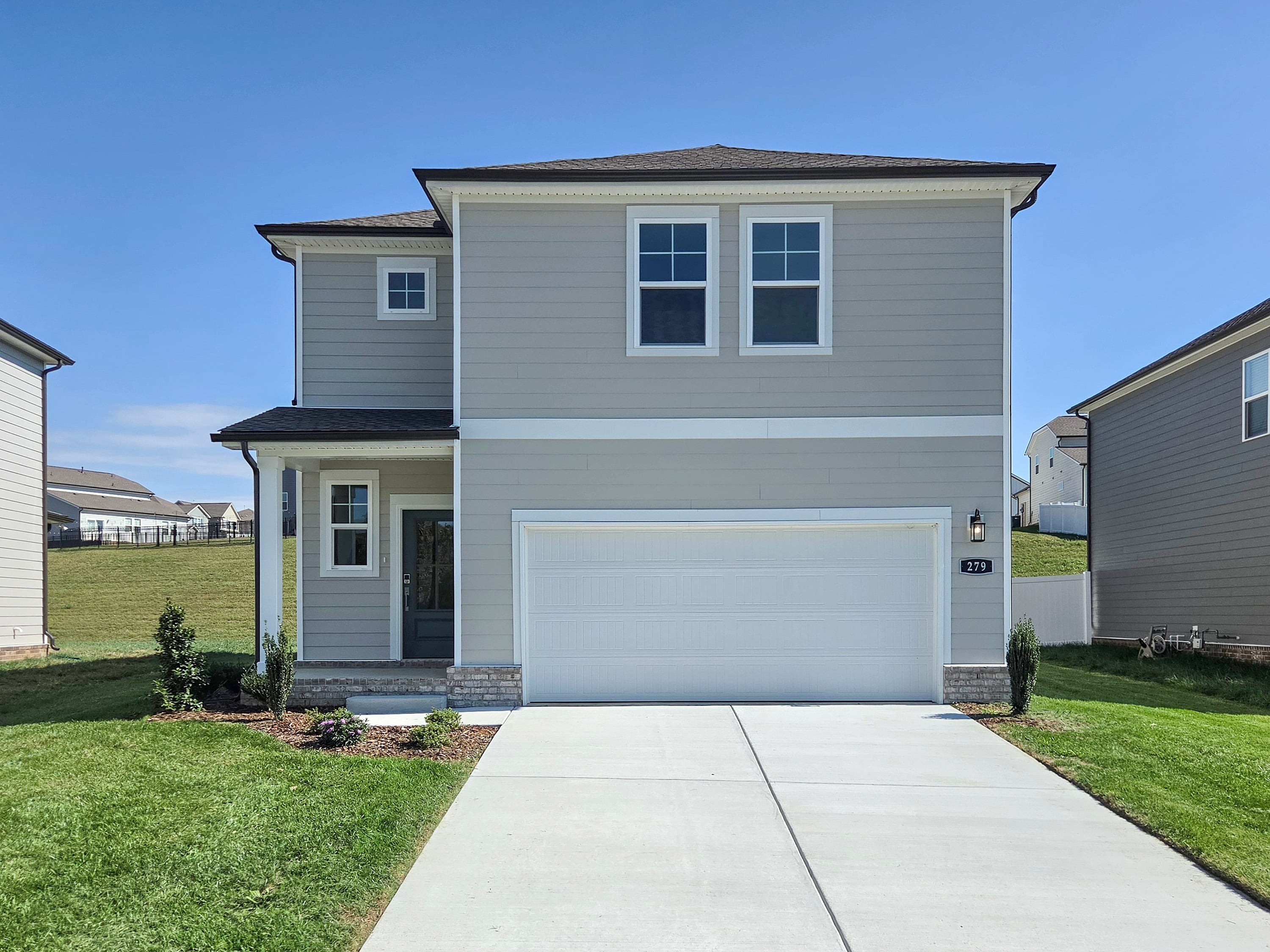A house with a garage.