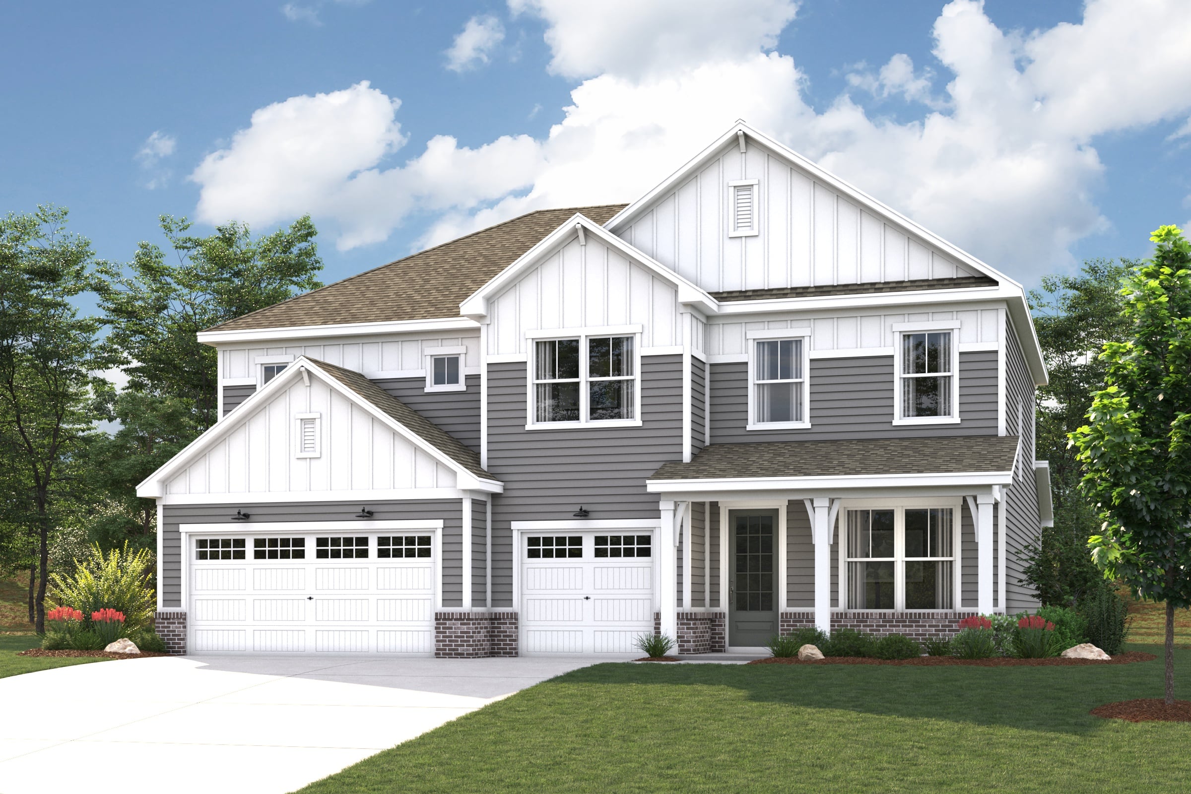 A house with a garage.